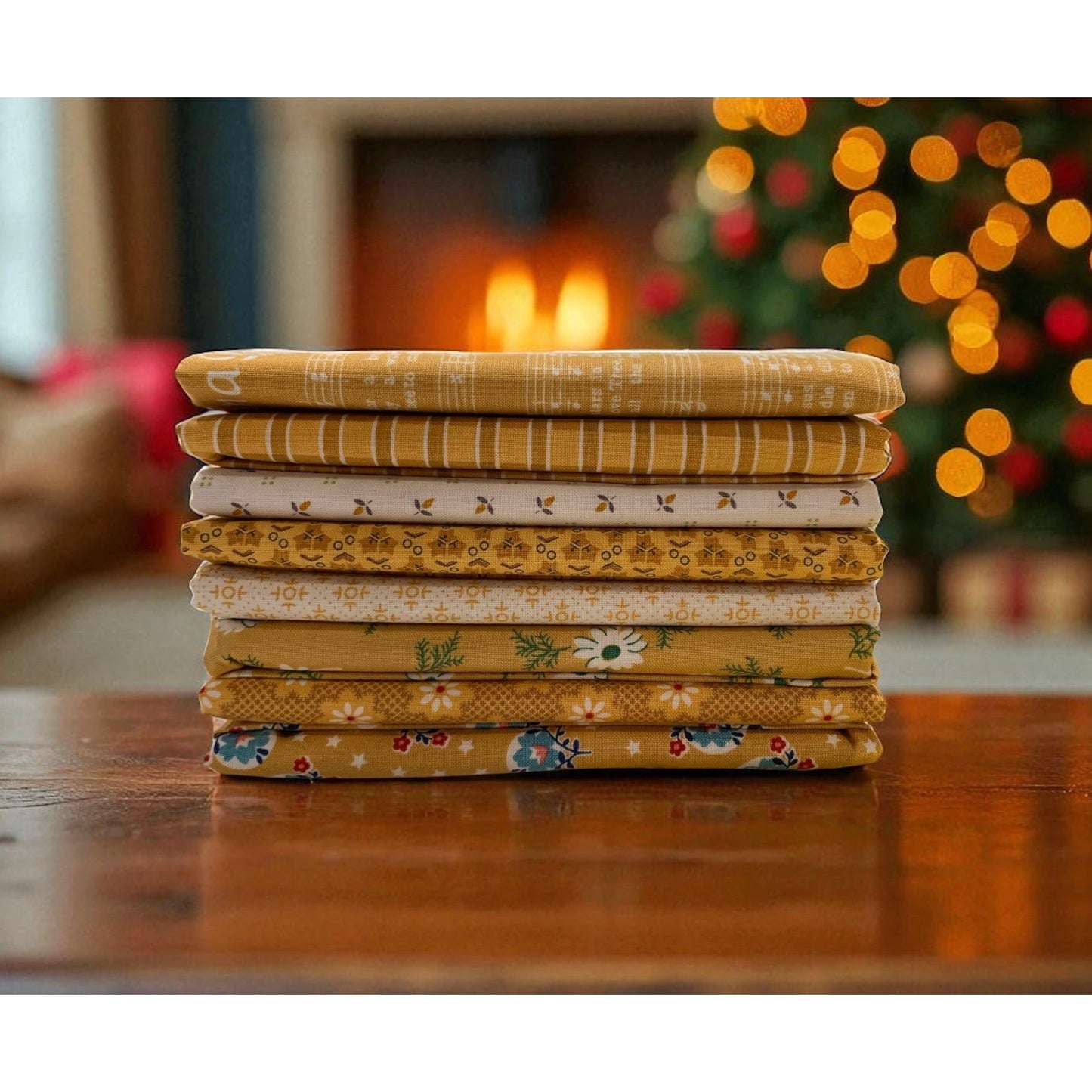 Lori Holt Home Town Holiday ~ Yellow Bundle ~ 8 pcs