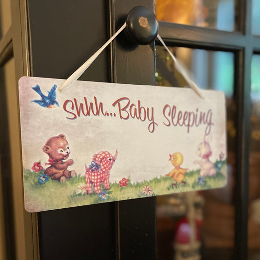 Yesterday's Best ~ Shhh Baby Sleeping Wood Hanging Wall Plaque