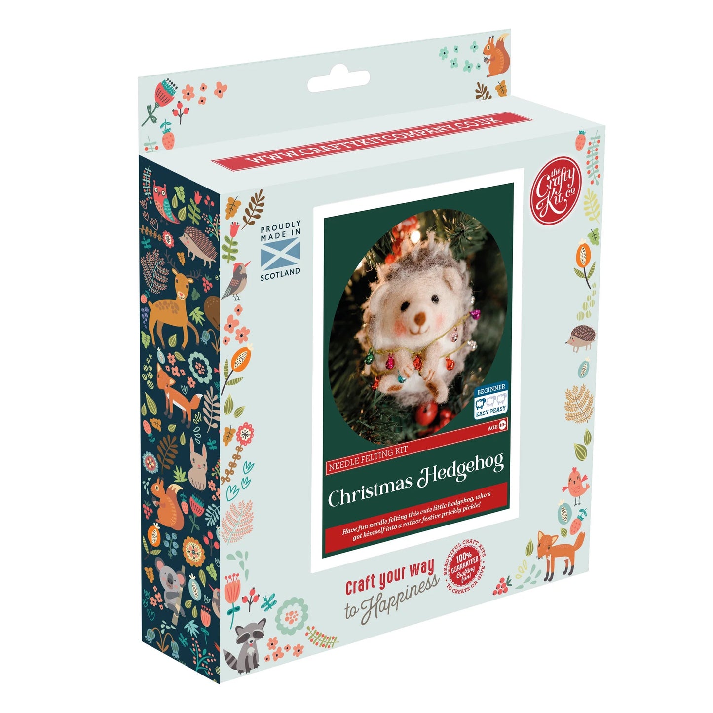The Crafty Kit Company | Christmas Hedgehog Needle Felting Kit