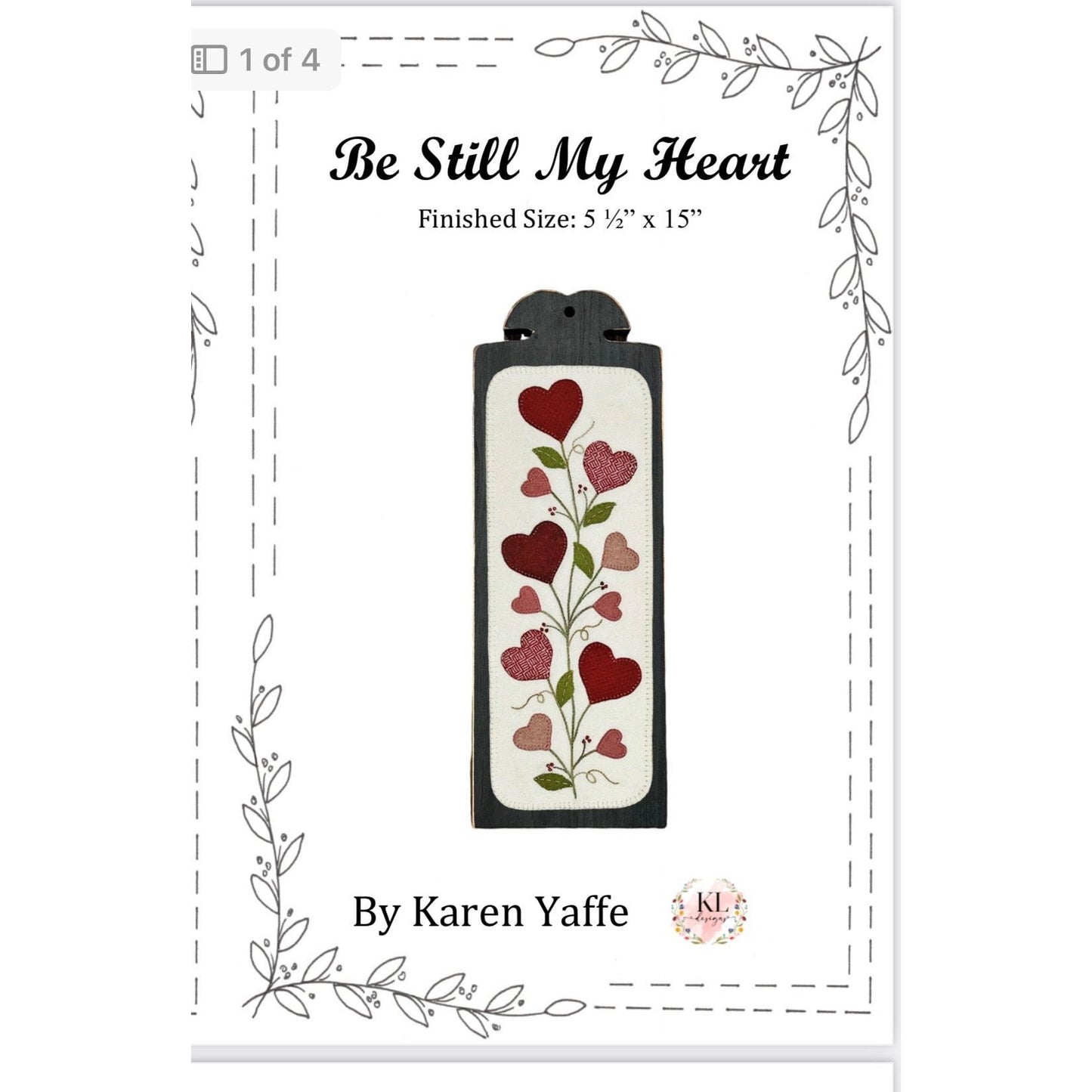 Karen Yaffe Designs ~ Be Still My Heart Wool Applique Pattern or Kit