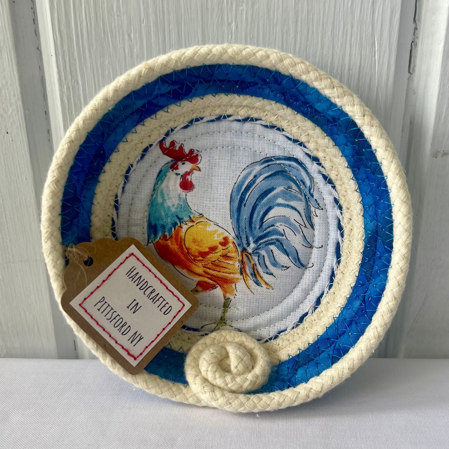Hand-Crafted ~ Birds ~ Fabric Covered Rope Bowl