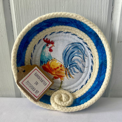 Hand-Crafted ~ Birds ~ Fabric Covered Rope Bowl