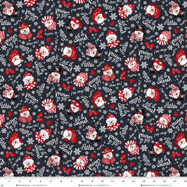 Snow Crew Flannel ~ Snowman Words ~ F1289-98 Black