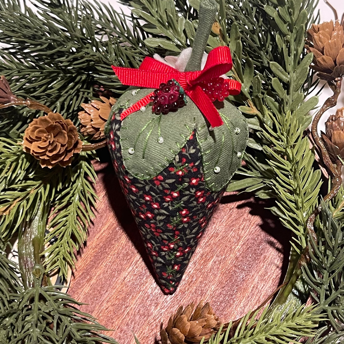 Paxe's Designs ~ Large Christmas Strawberry Pincushion