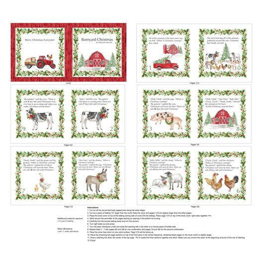 Barnyard Christmas ~ Book Panel ~ DP28810-10 White Multi