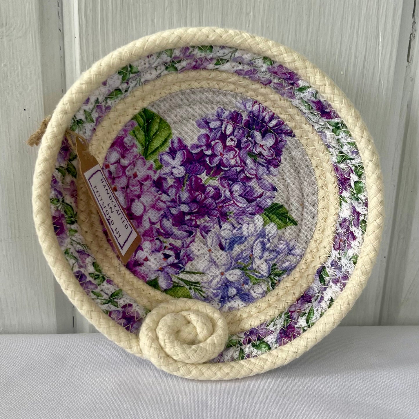 Hand-Crafted ~ Lilac ~ Fabric Covered Rope Bowl