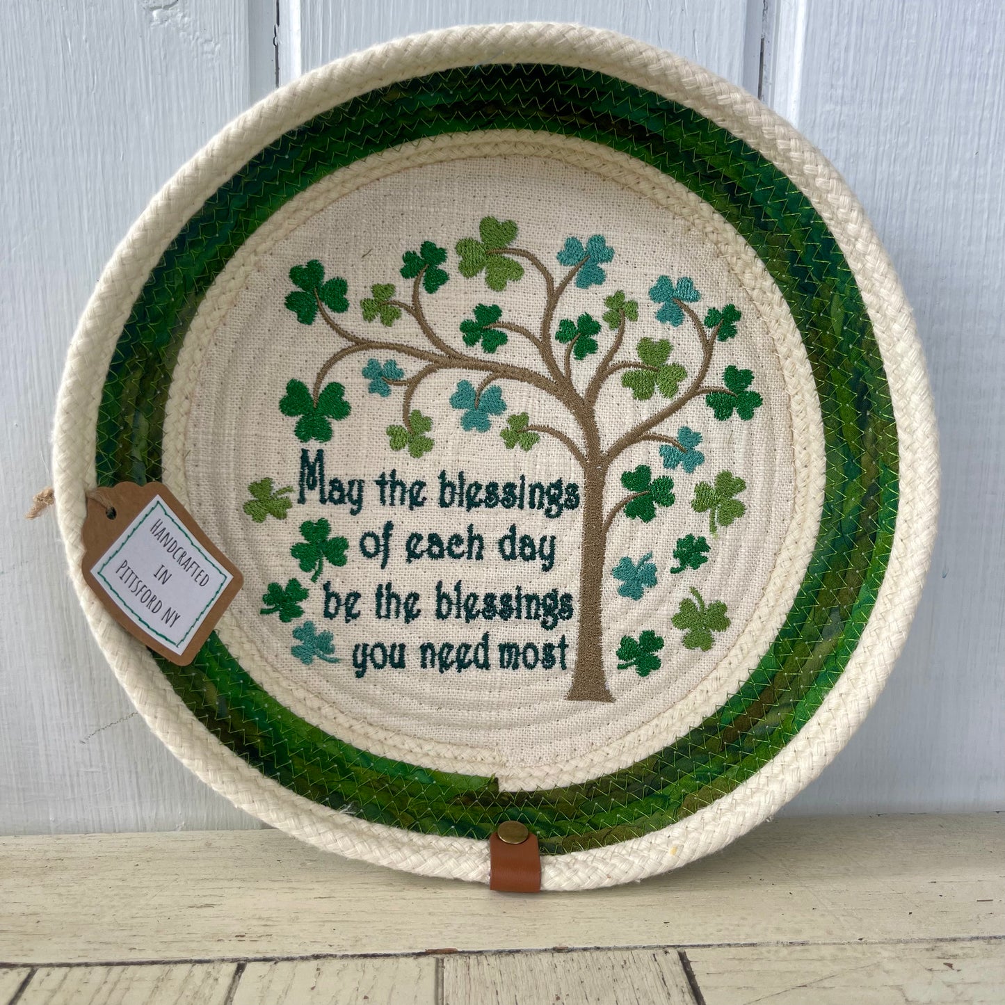 Hand-Crafted ~ Irish Blessing ~ Fabric Covered Rope Bowl