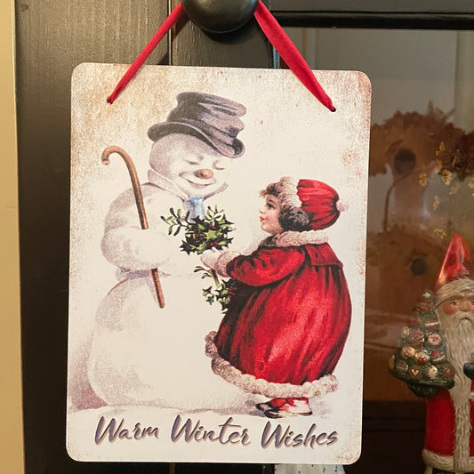 Yesterday's Best ~ Warm Winter Wishes Wood Hanging Wall Plaque