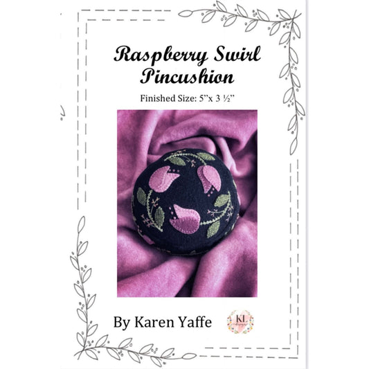Karen Yaffe Designs ~ Raspberry Swirl Pincushion Wool Applique Pattern or Kit