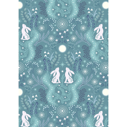 A Winter's Moon ~ Winter Hare ~ A947 B Iced Aqua with pearl