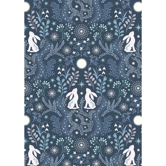 A Winter's Moon ~ Winter Hare ~ A947 C Midnight Blue with pearl