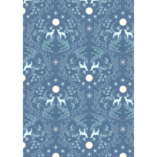 A Winter's Moon ~ Stag on Ice ~ A952 B mid blue with pearl