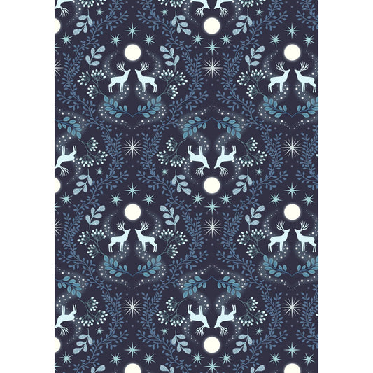 A Winter's Moon ~ Stag on Ice ~ A952 C midnight blue with pearl