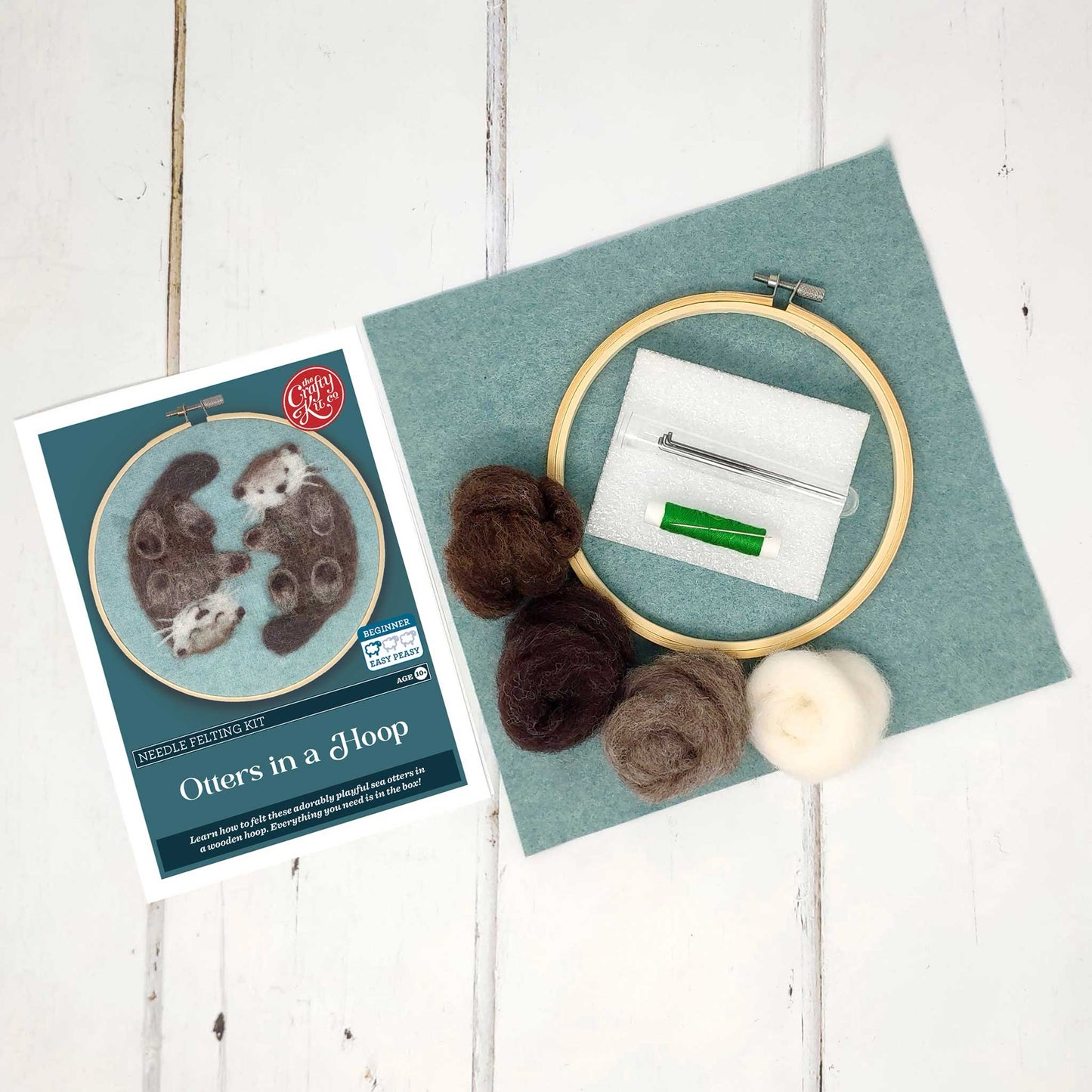 The Crafty Kit Company | Otters in a Hoop Needle Felting Kit