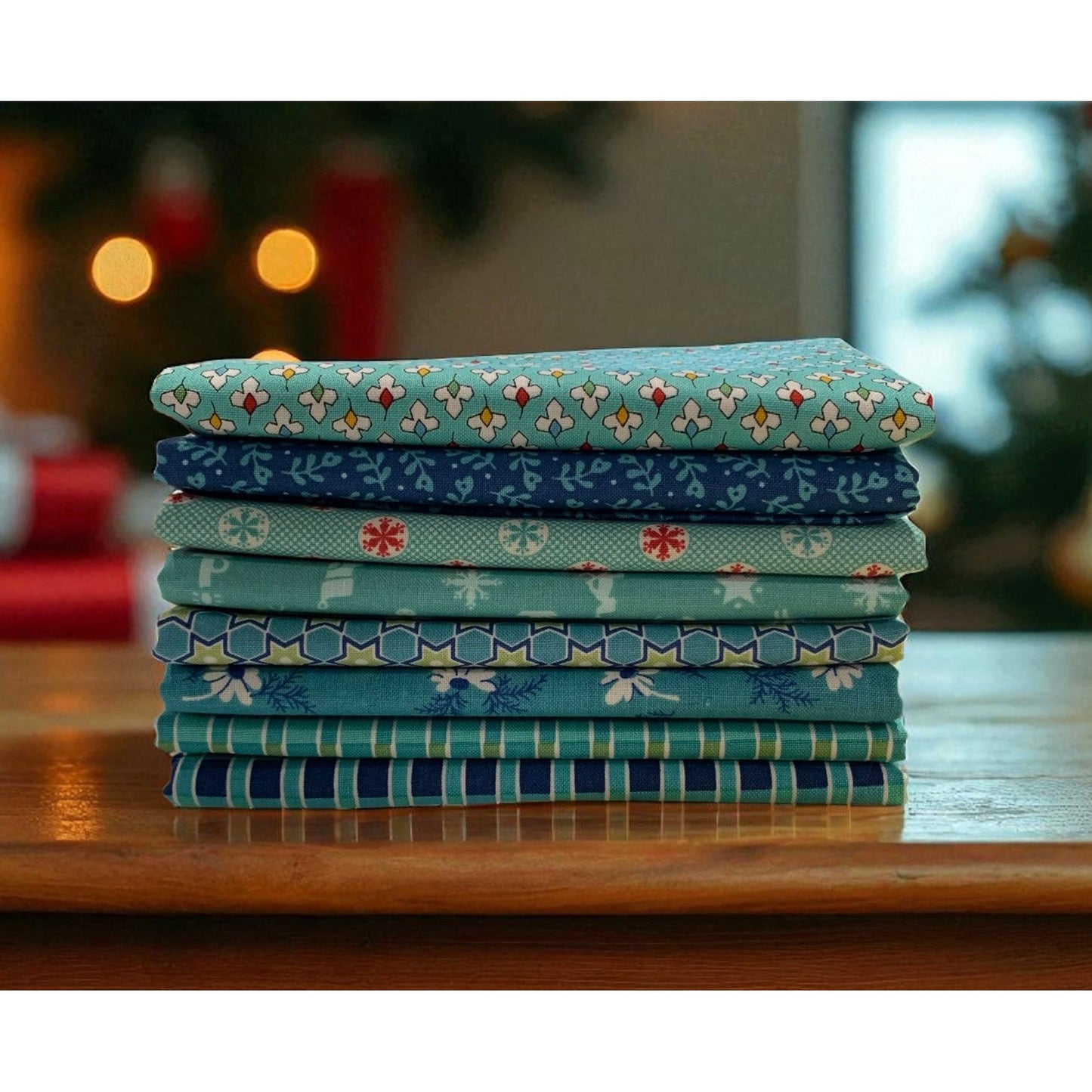 Lori Holt Home Town Holiday ~ Blue Bundle ~ 8 pcs