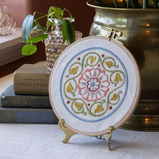 Avlea Folk Embroidery | Arcadian Rose Embroidery Hoop KIt