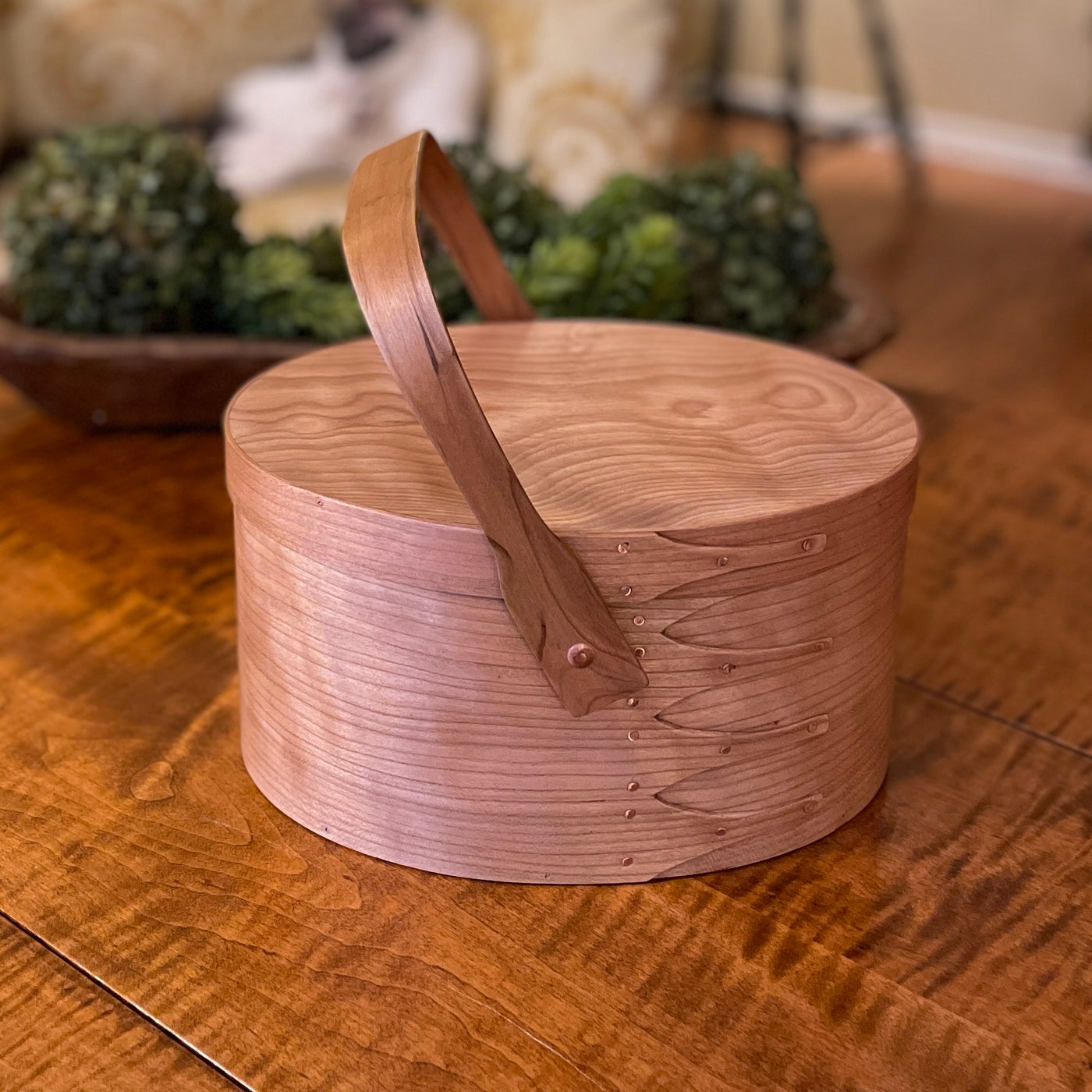 Keller Krafted | #5 Tall Shaker Sewing Box Cherry with Red Birch Lid