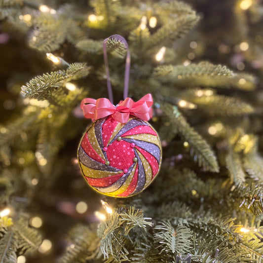 Christmas Ornament ~ Twisted Snow Globe (purple, green and pink)