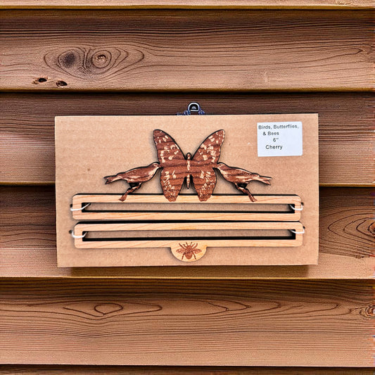 Cabranmary Woods | 6" Birds Butterflies & Bees Wooden Bell Pull - Cherry