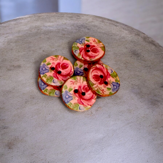 Ceramic Button | Flower Button Small Round 17mm BF648