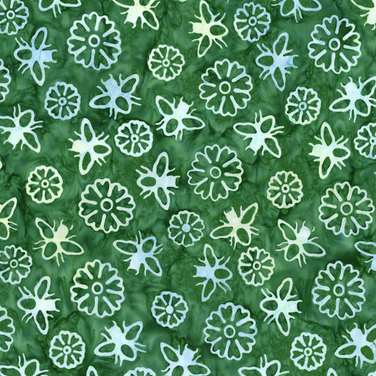 Watercolor Daisies ~ BT23242-328 Dark Vintage Green