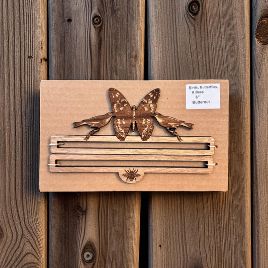 Cabranmary Woods | 6" Birds Butterflies & Bees Wooden Bell Pull - Butternut