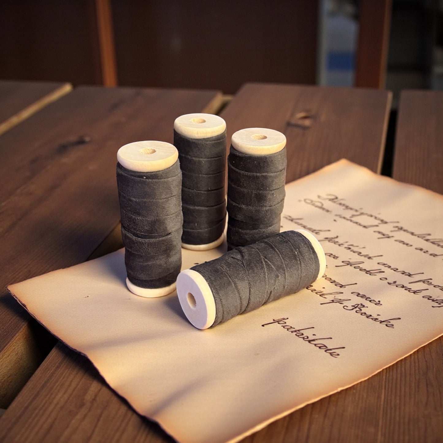 Vintage Ribbons | 3/8" Velvet Ribbon on Wooden Spool - Birch