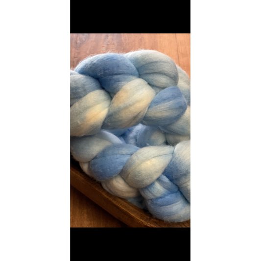 Mixed BFL Wool Roving Braid ~ Blue Skies