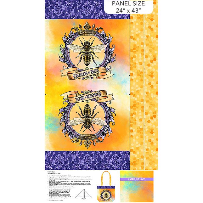 Long Live the Queen ~ Queen Bee Tote Panel - C10799-55