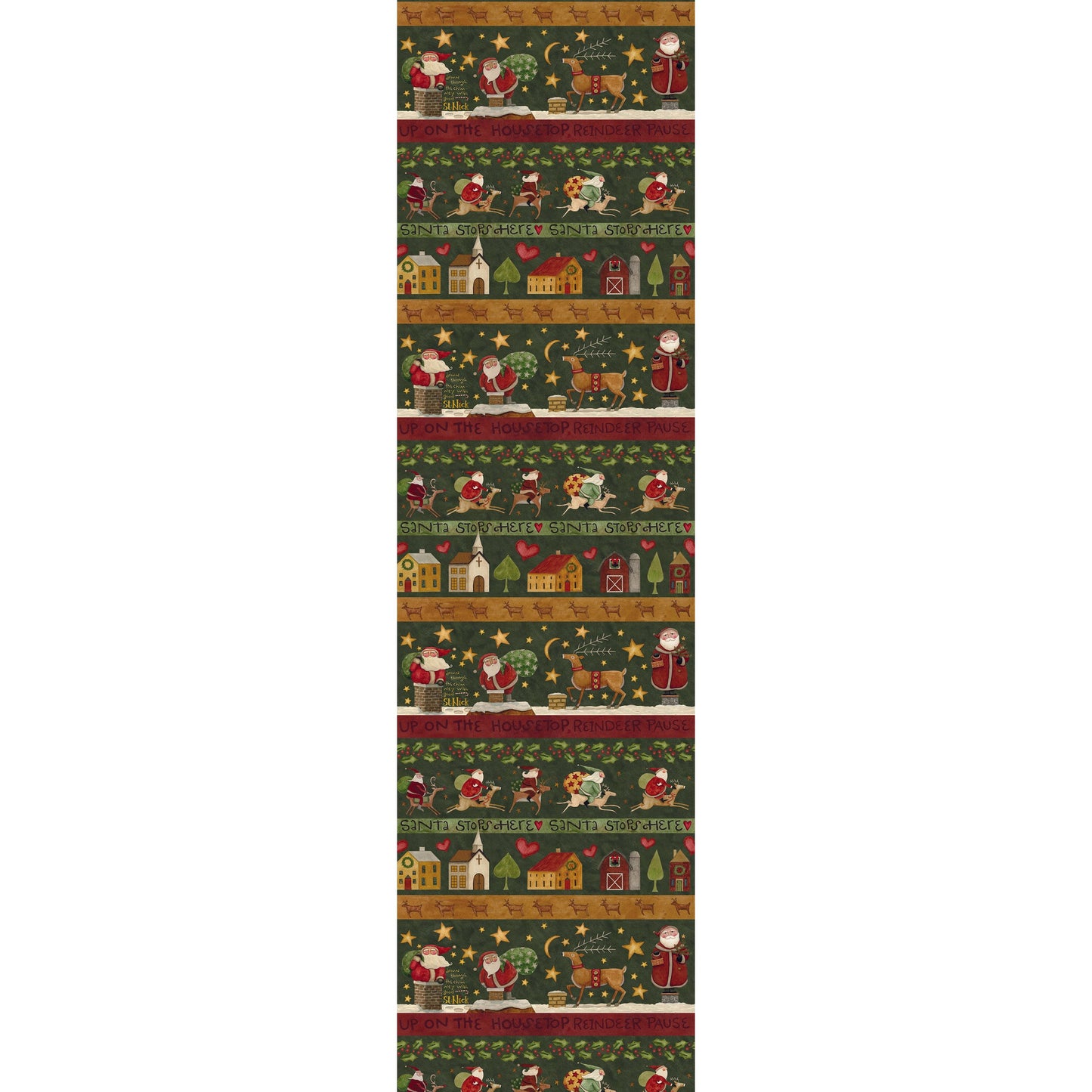 Up on the Housetop ~ Border Stripe ~ C14736-GREEN