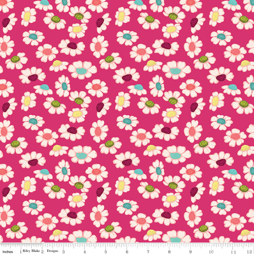 Fragrant Fields ~ Dancing Daisies C15222-HOTPINK