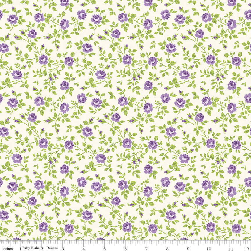Hydrangeas in the Garden ~ Tossed Floral ~ C16832-CREAM
