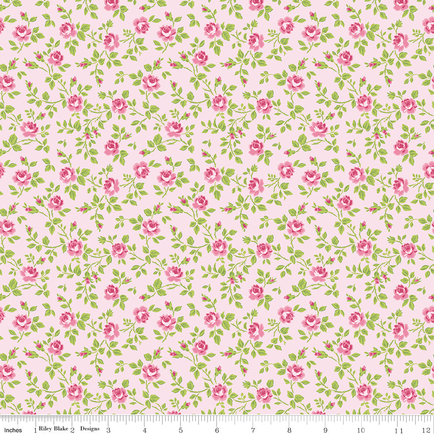 Hydrangeas in the Garden ~ Tossed Floral ~ C16832-PINK