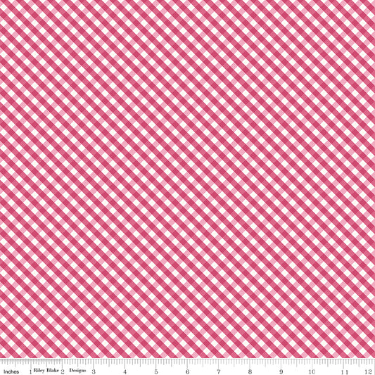 Hydrangeas in the Garden ~ Gingham ~ C16835-RASPBERRY