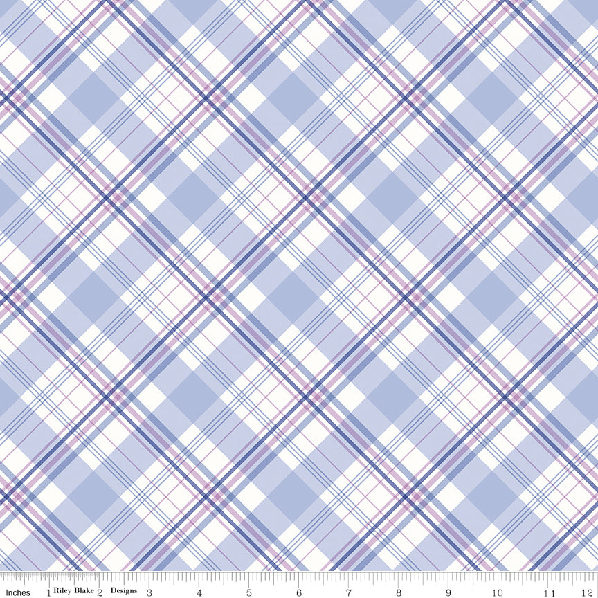 Hydrangeas in the Garden ~ Plaid ~ C16838-BLUE