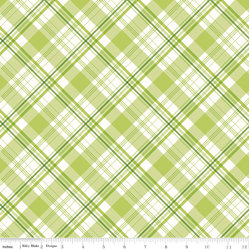 Hydrangeas in the Garden ~ Plaid ~ C16838-GREEN