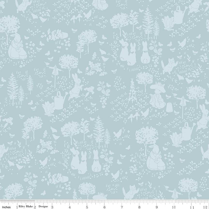 Peter Rabbit™ and Benjamin Bunny™ ~ Tonal Garden ~ C17251-BLUE