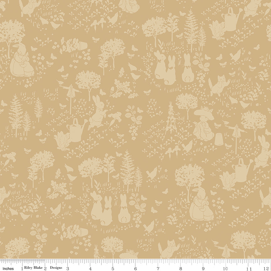 Peter Rabbit™ and Benjamin Bunny™ ~ Tonal Garden ~ C17251-TAN