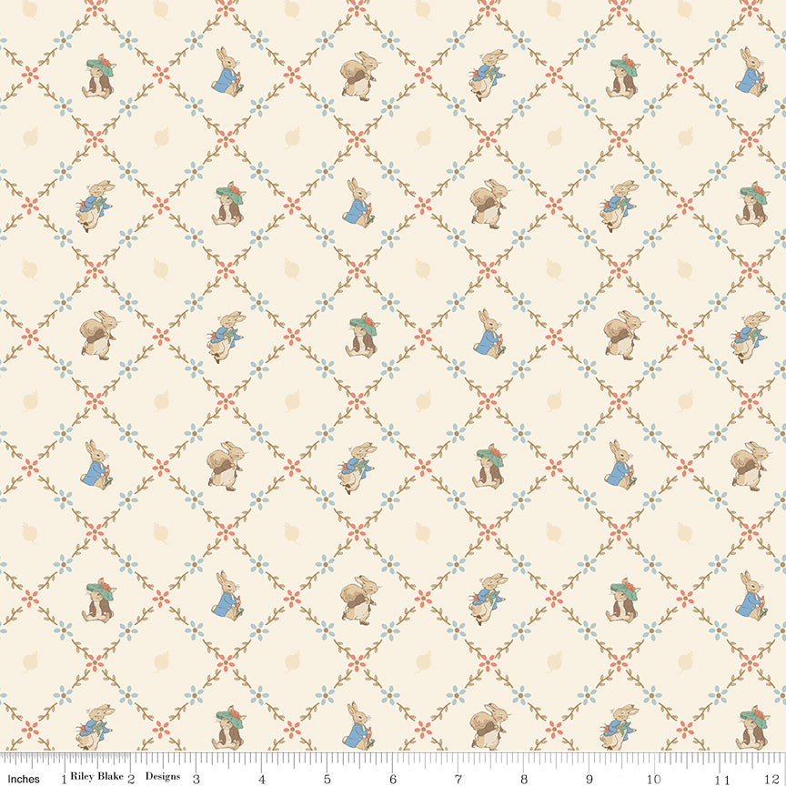 Peter Rabbit™ and Benjamin Bunny™ ~ Lattice ~ C17254-CREAM
