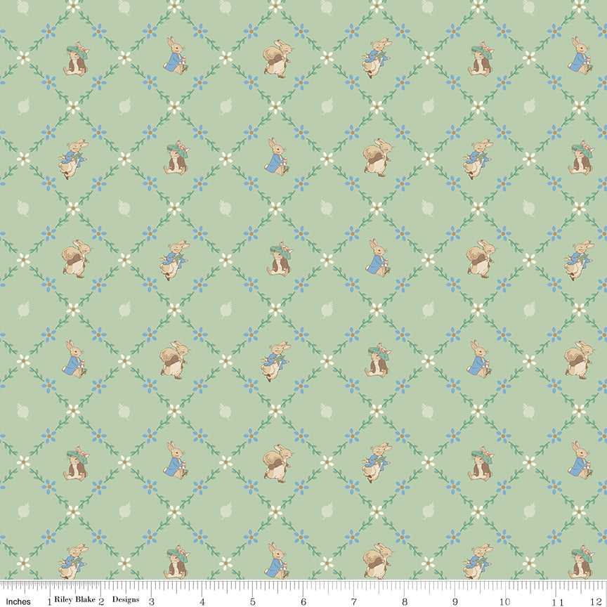 Peter Rabbit™ and Benjamin Bunny™ ~ Lattice ~ C17254-GREEN