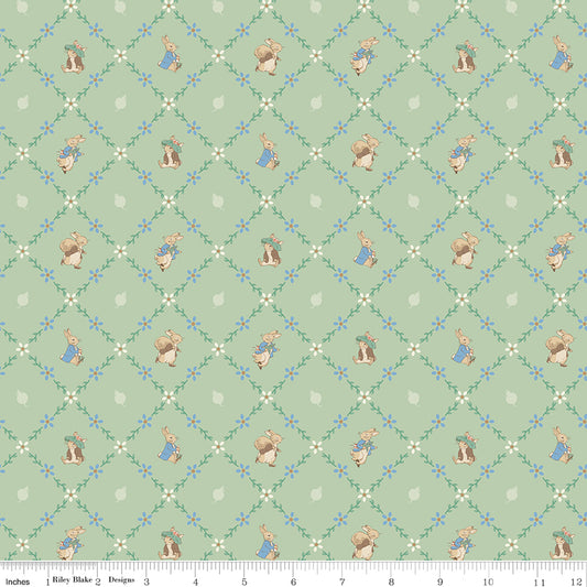 Peter Rabbit™ and Benjamin Bunny™ ~ Lattice ~ C17254-GREEN