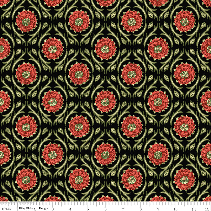 Tangled Garden ~ Medallions ~ C18021-BLACK
