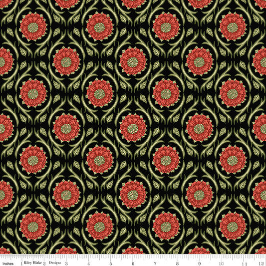 Tangled Garden ~ Medallions ~ C18021-BLACK