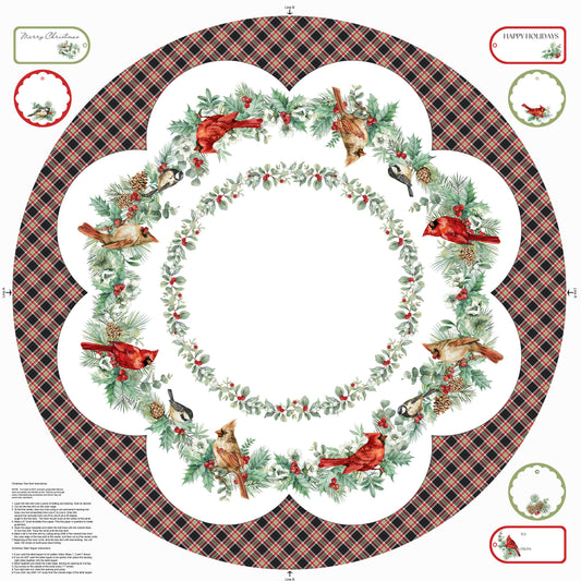 Home For Christmas ~ Tree Skirt Panel ~ DP28923-10 White Multi