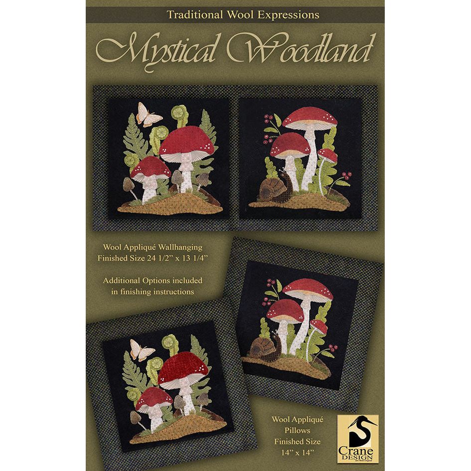 Crane Design ~ Mystical Woodland Wool Applique Pattern