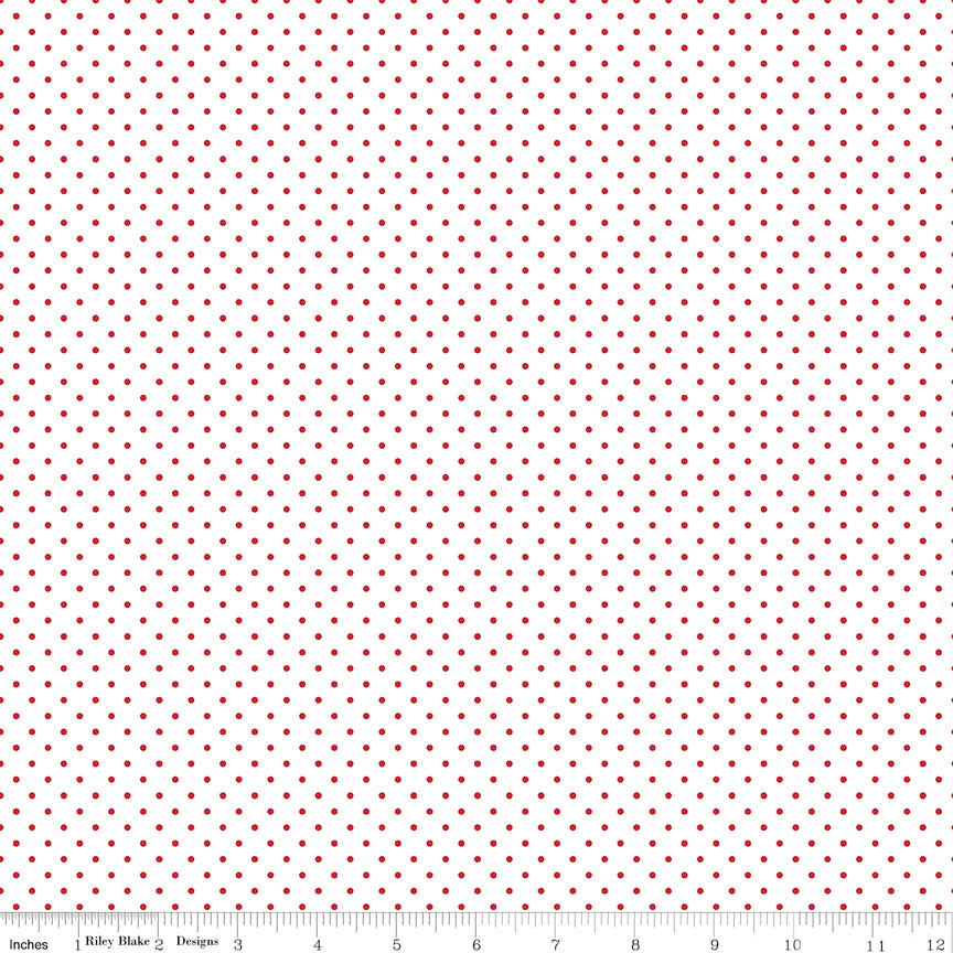 Swiss Dot on White ~ C660-80 RED