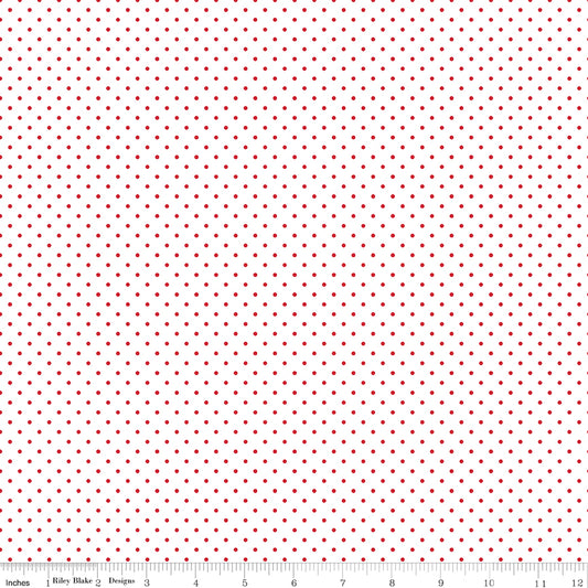 Swiss Dot on White ~ C660-80 RED