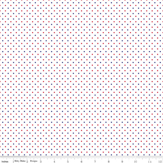 Swiss Dot on White ~ C660-PATRIOTIC