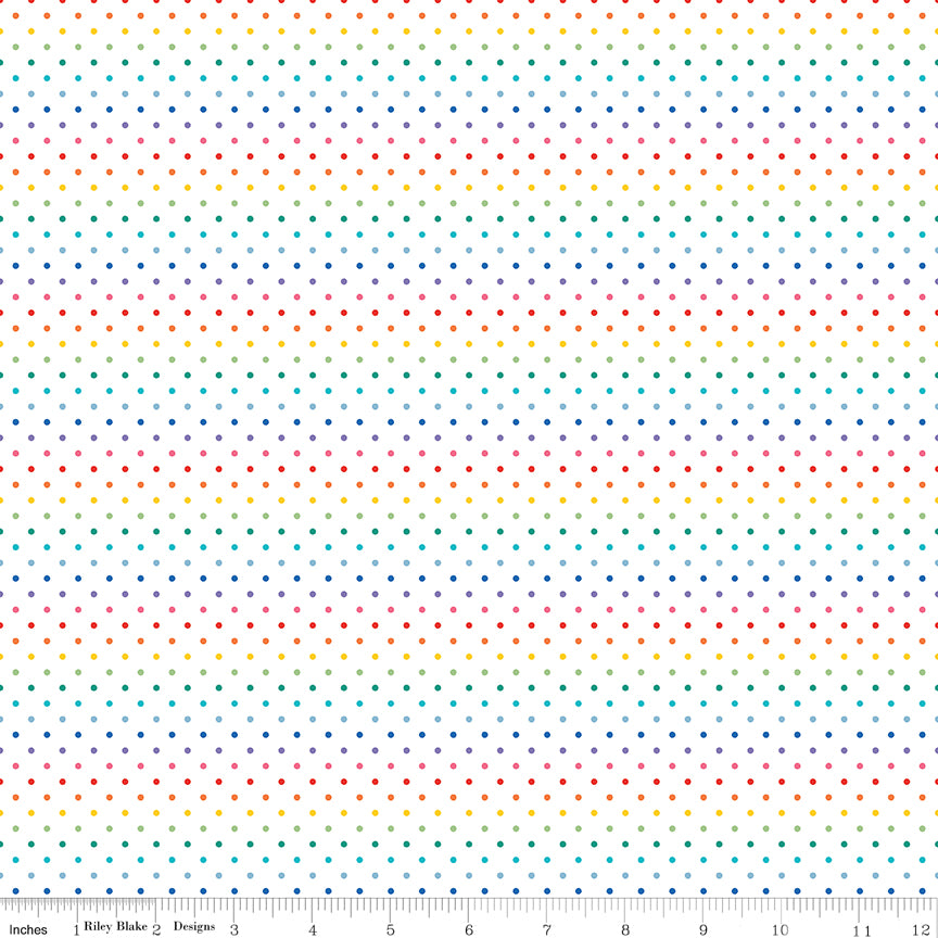 Swiss Dot on White ~ C660-RAINBOW