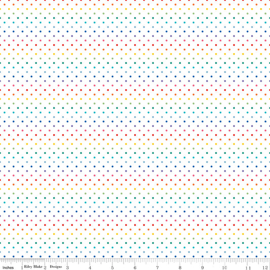 Swiss Dot on White ~ C660-RAINBOW